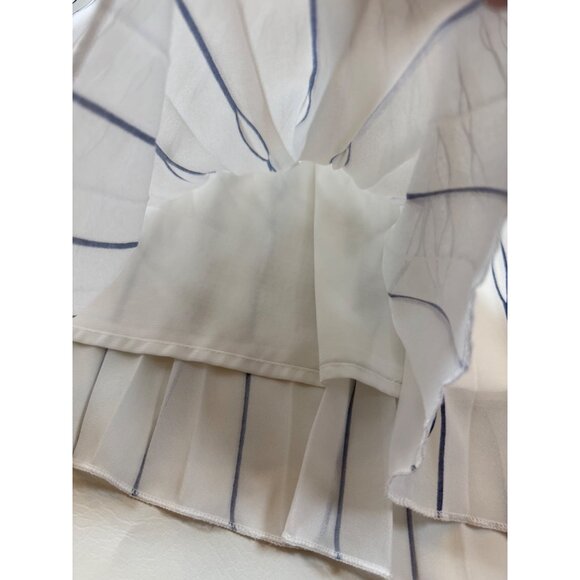 White Navy Pleated Midi Skirt Anonyme Ita. 42, US 6,  Elastic Waist (bin KK171) - Picture 5 of 8